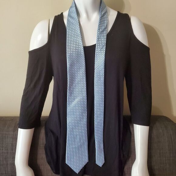 Sean John Blue & White Checkered Silk Tie - Picture 3 of 5